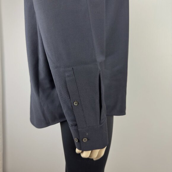 COS Buttoned Shoulder Office Minimalist Dark‎ Blue Long Sleeves Top Blouse sz S - Picture 5 of 7